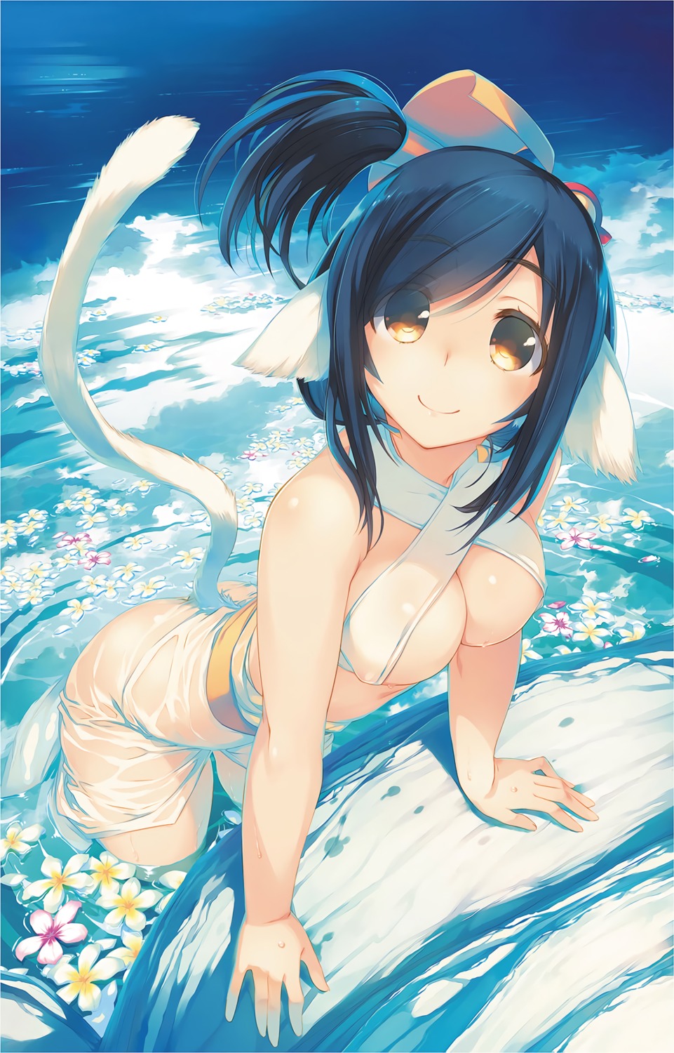 amaduyu_tatsuki animal_ears cleavage erect_nipples kuon_(utawarerumono) no_bra see_through tail utawarerumono utawarerumono_futari_no_hakuoro utawarerumono_itsuwari_no_kamen wet wet_clothes