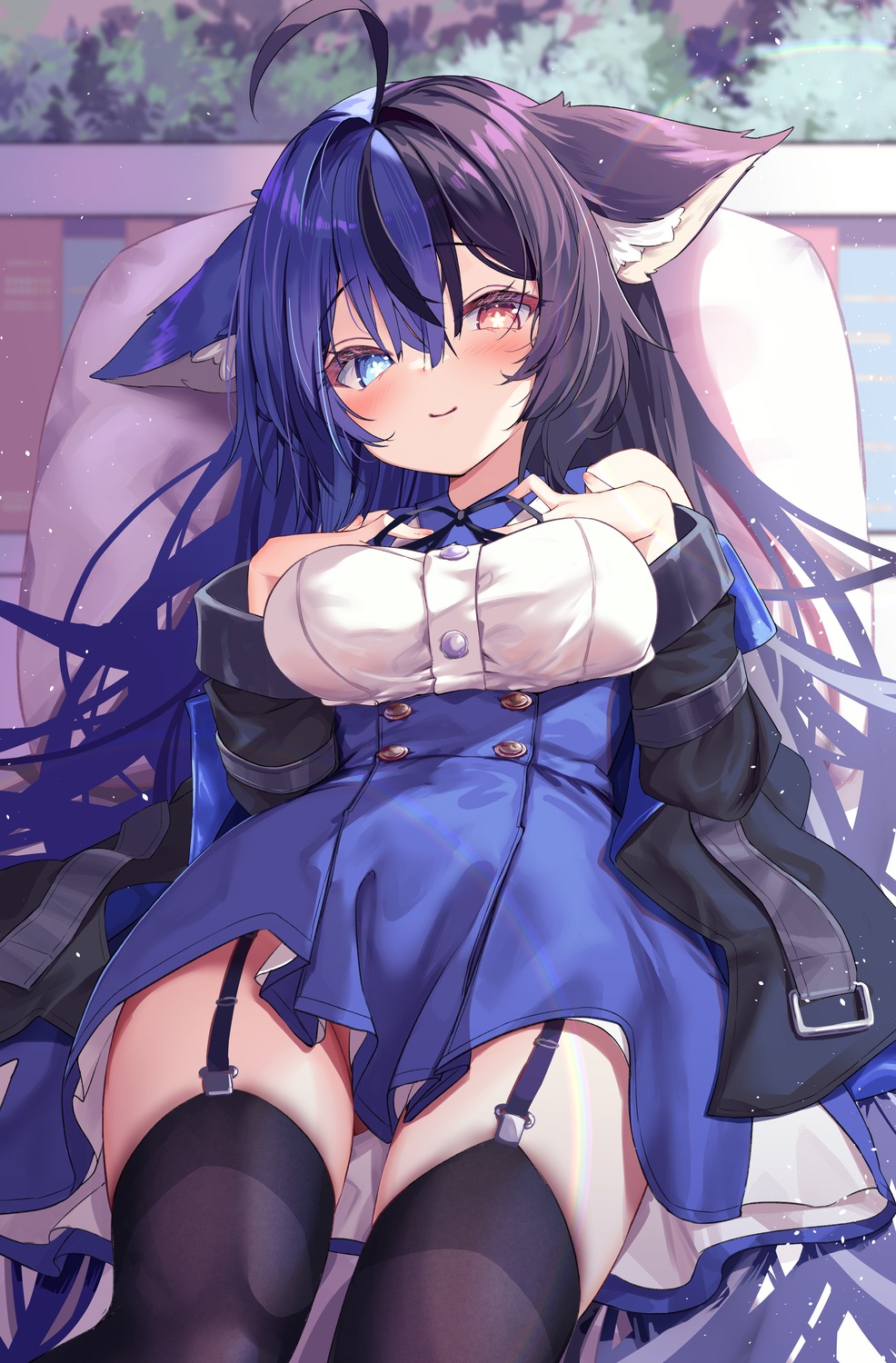 animal_ears heterochromia nyahu_(nyahu_77) stockings thighhighs