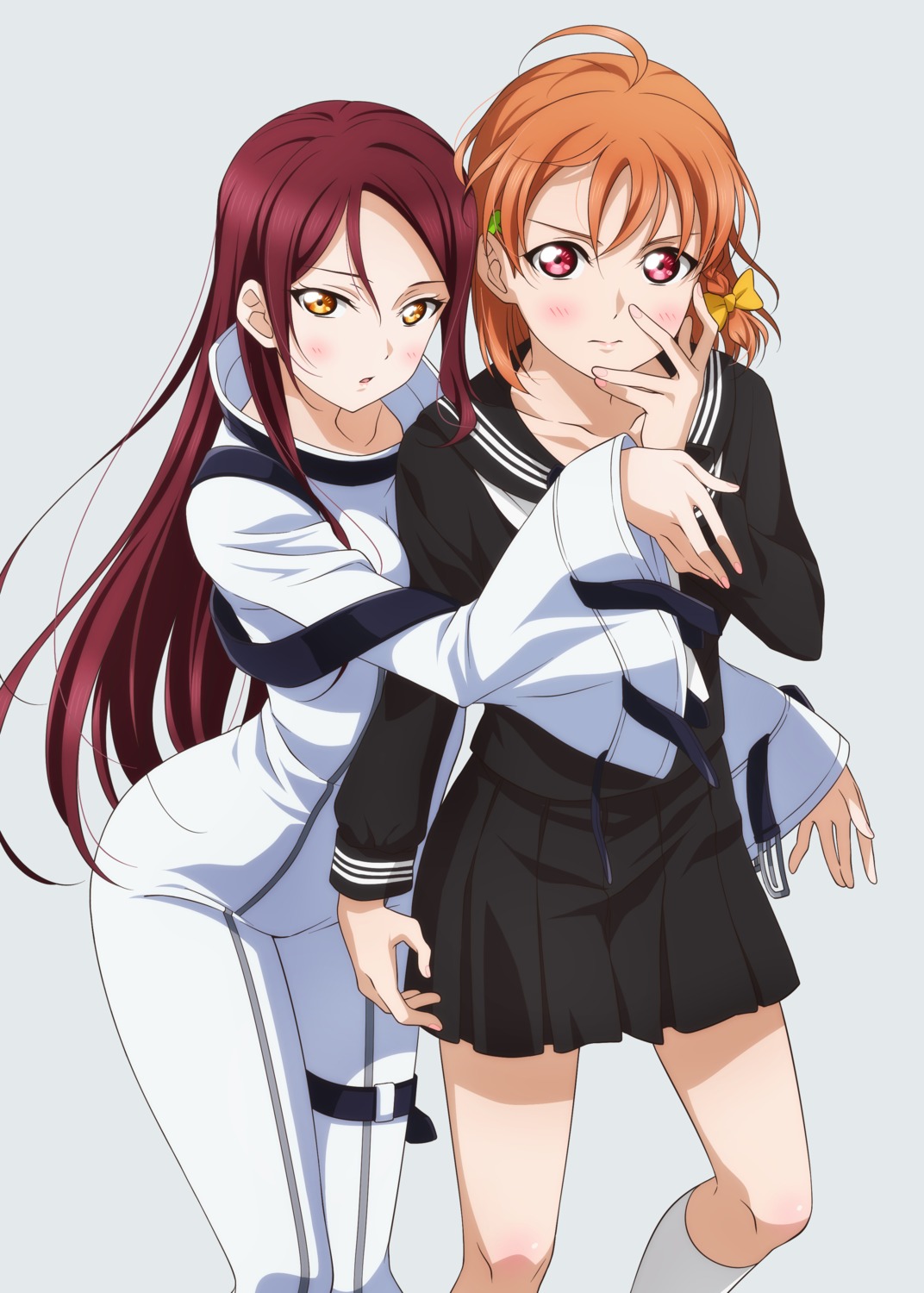 bodysuit garter kougi_hiroshi love_live!_sunshine!! sakurauchi_riko seifuku takami_chika