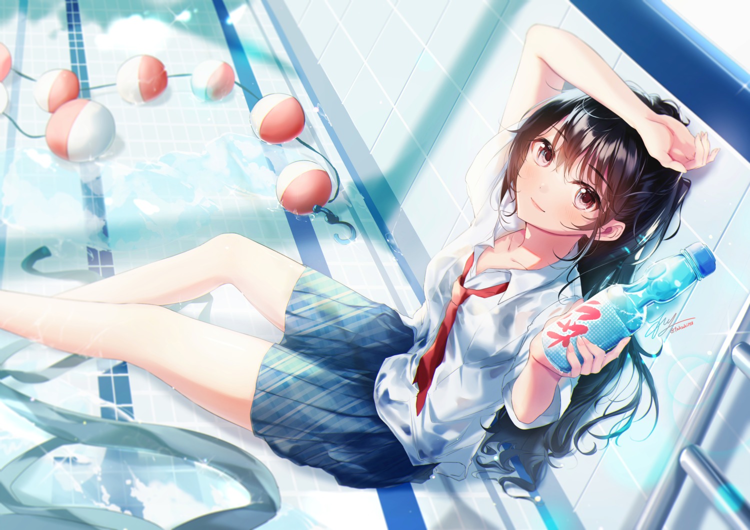 bra see_through seifuku swimsuits takuki_takuki wet wet_clothes