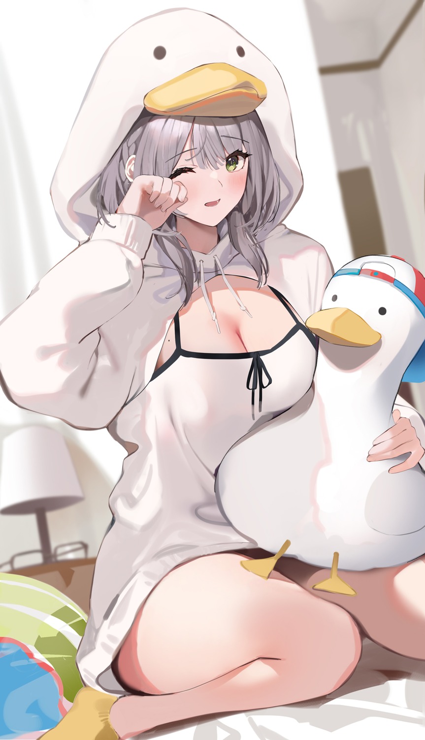 cleavage hololive niii_(memstapak) pajama shirogane_noel