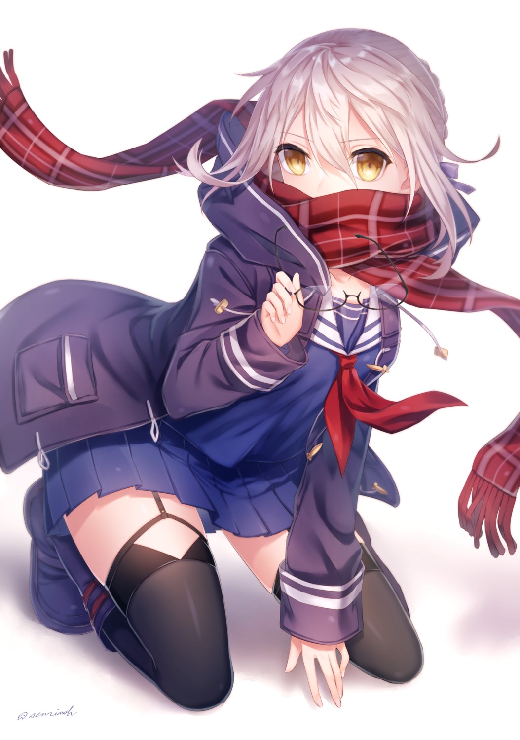 fate/grand_order heroine_x_alter megane natsu_tora seifuku stockings thighhighs