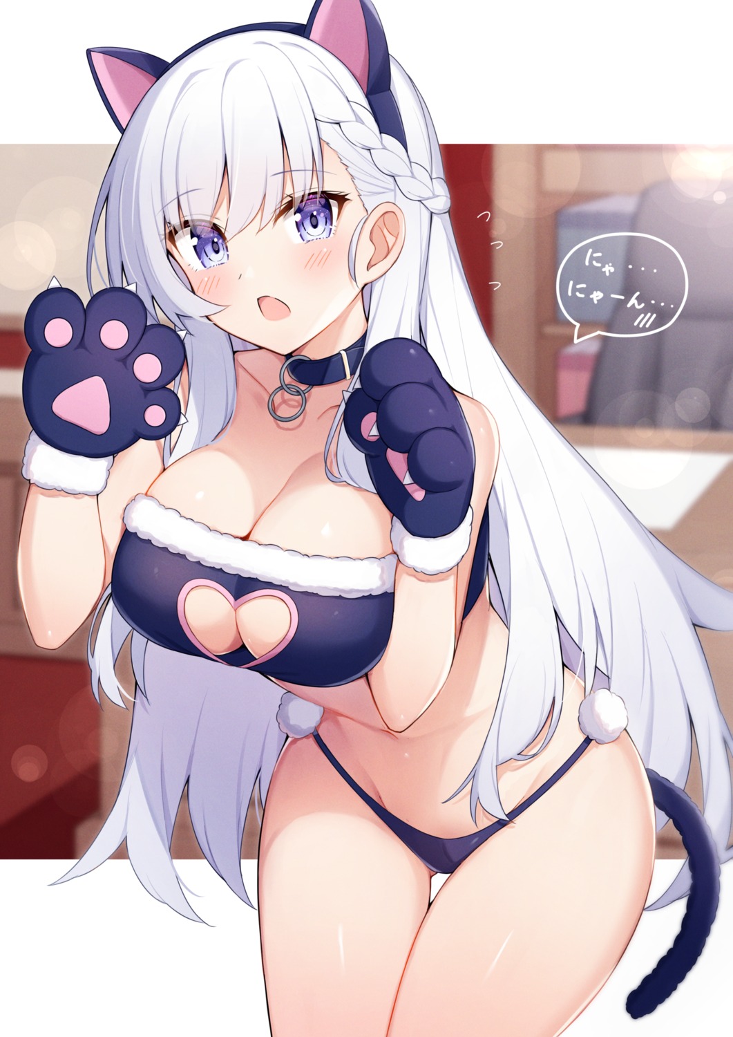 animal_ears azur_lane belfast_(azur_lane) bra nekomimi pantsu tail takeg05