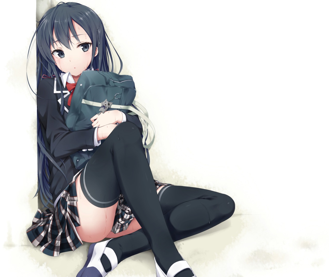 seifuku thighhighs wet yahari_ore_no_seishun_lovecome_wa_machigatteiru. yukinoshita_yukino zyaan