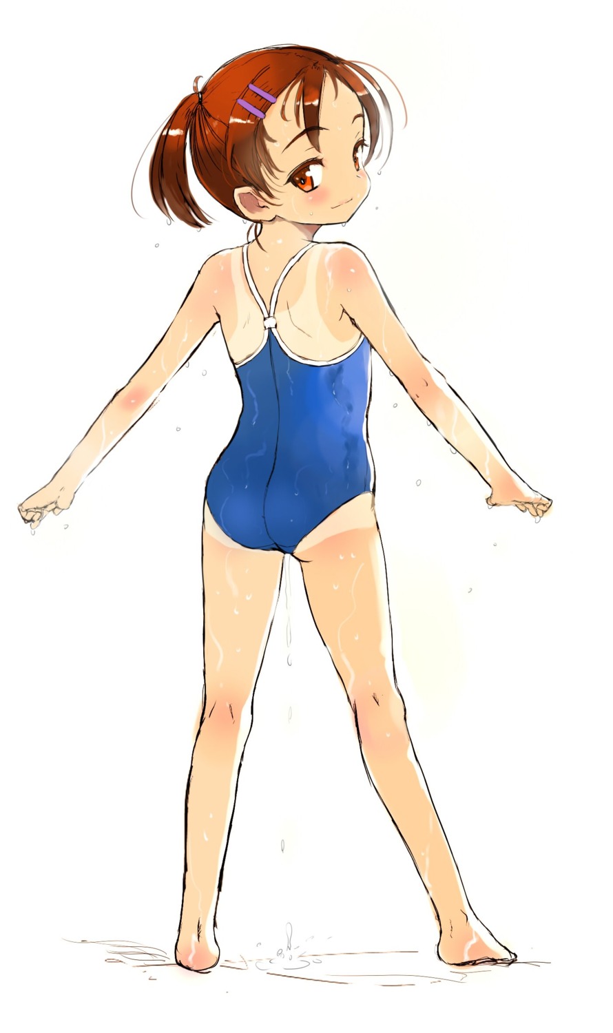 ass loli sasahara_yuuki school_swimsuit swimsuits tan_lines wet