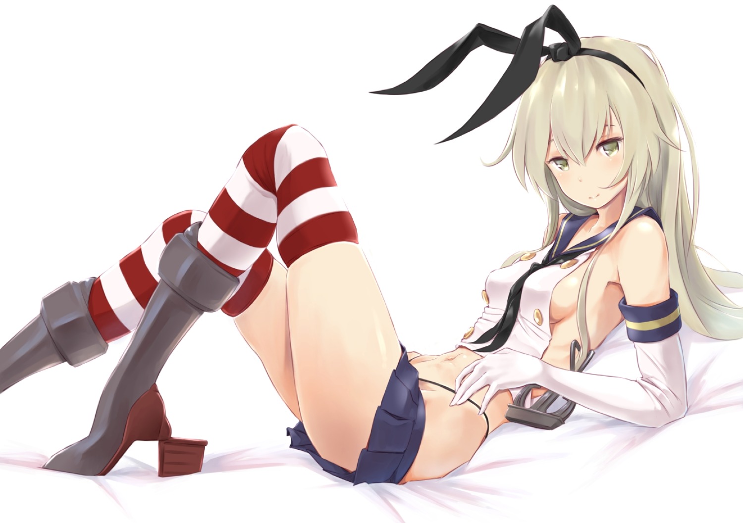 heels kantai_collection no_bra shimakaze_(kancolle) thighhighs thong wa_(genryusui)