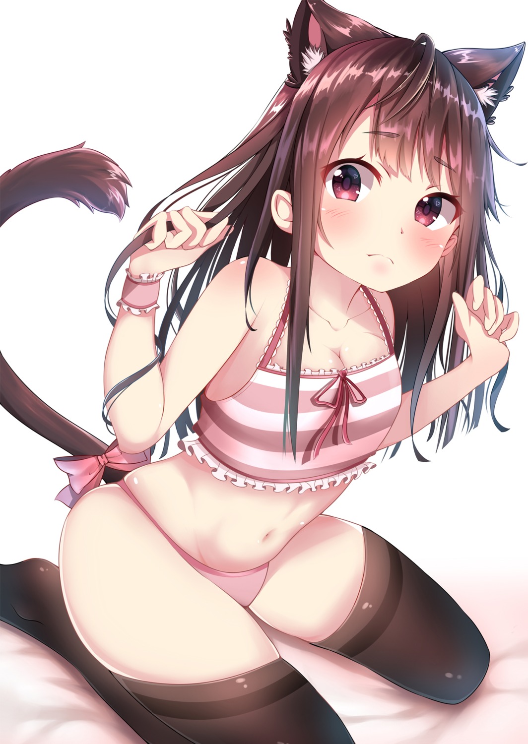 animal_ears cleavage lingerie lokyin_house loli nekomimi pantsu tail thighhighs