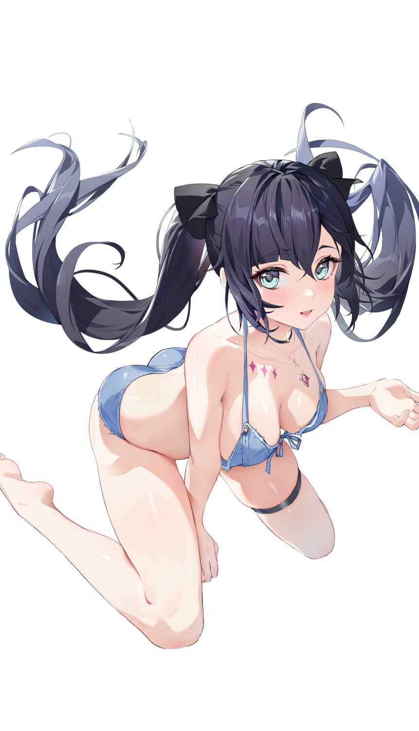 bikini garter genshin_impact houkisei mona_megistus swimsuits tattoo