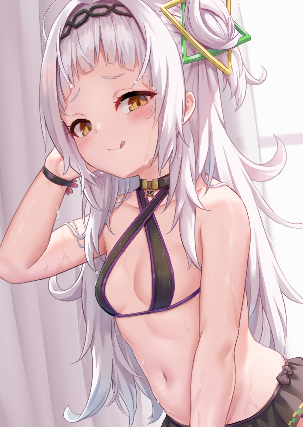 bikini hololive loli milkshake_(artist) murasaki_shion swimsuits wet