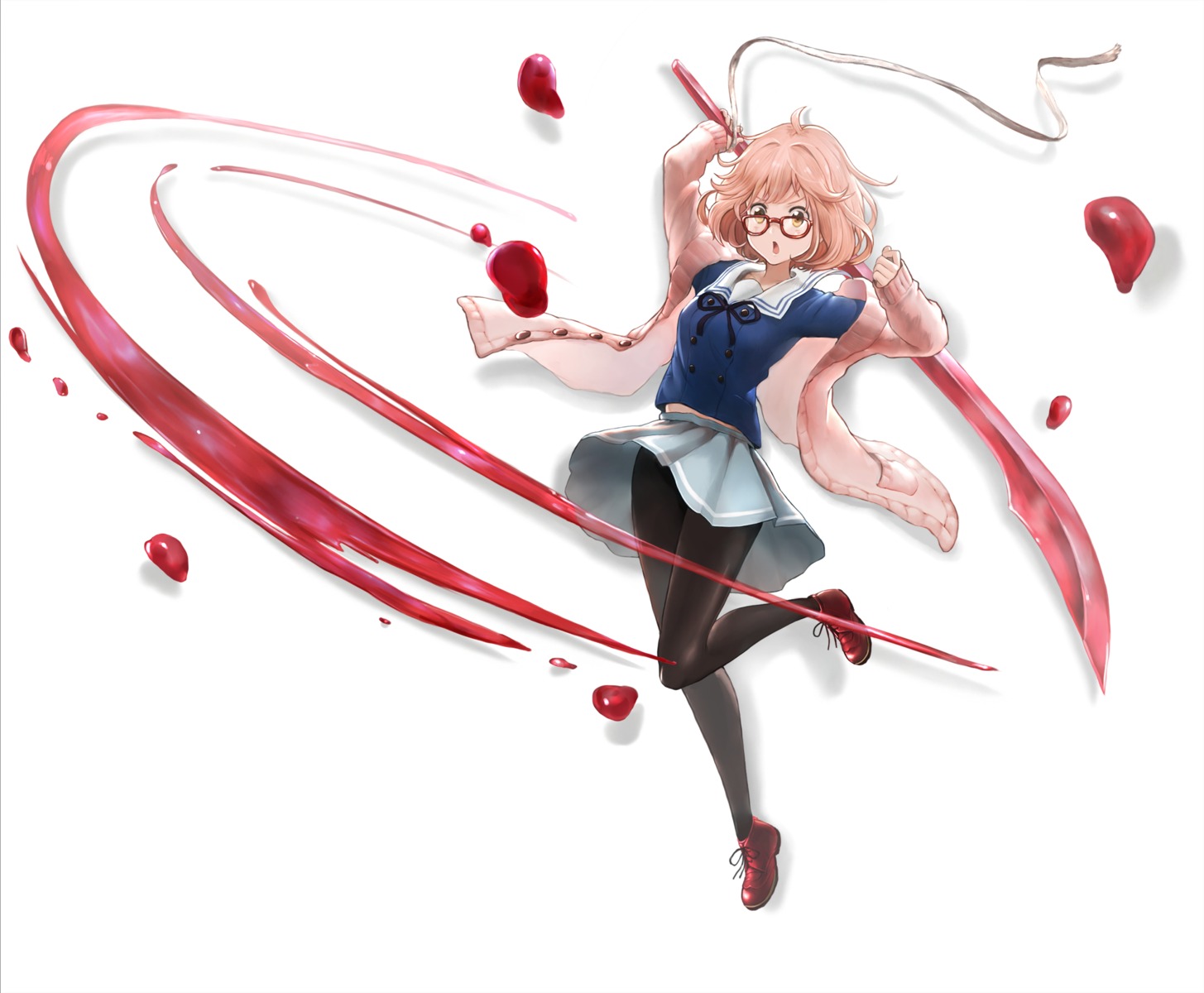 kuriyama_mirai kyoukai_no_kanata megane pantyhose seifuku shogo_(shogo) sweater sword