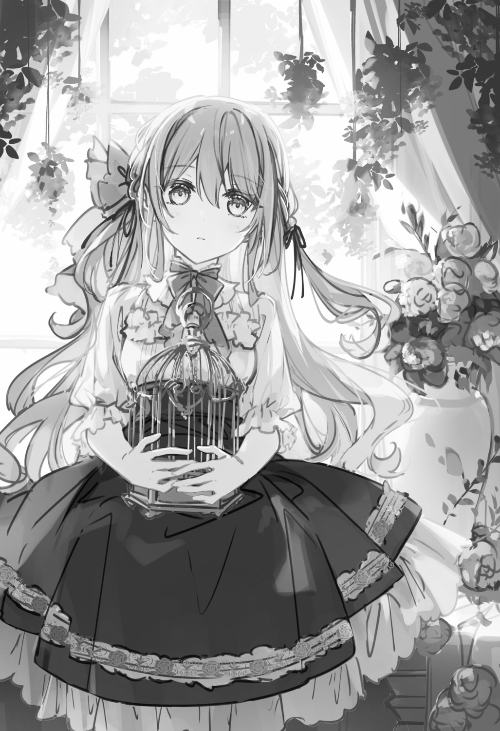 emori_miku_project mochizuki_shiina monochrome sketch