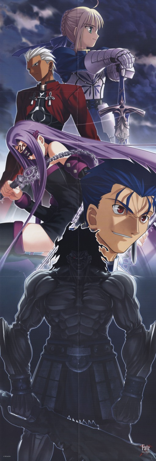 archer artoria_pendragon_(fate) cu_chulainn_(fate) fate/stay_night fixme heracles_(fate) medusa_(fate) takeuchi_takashi type-moon