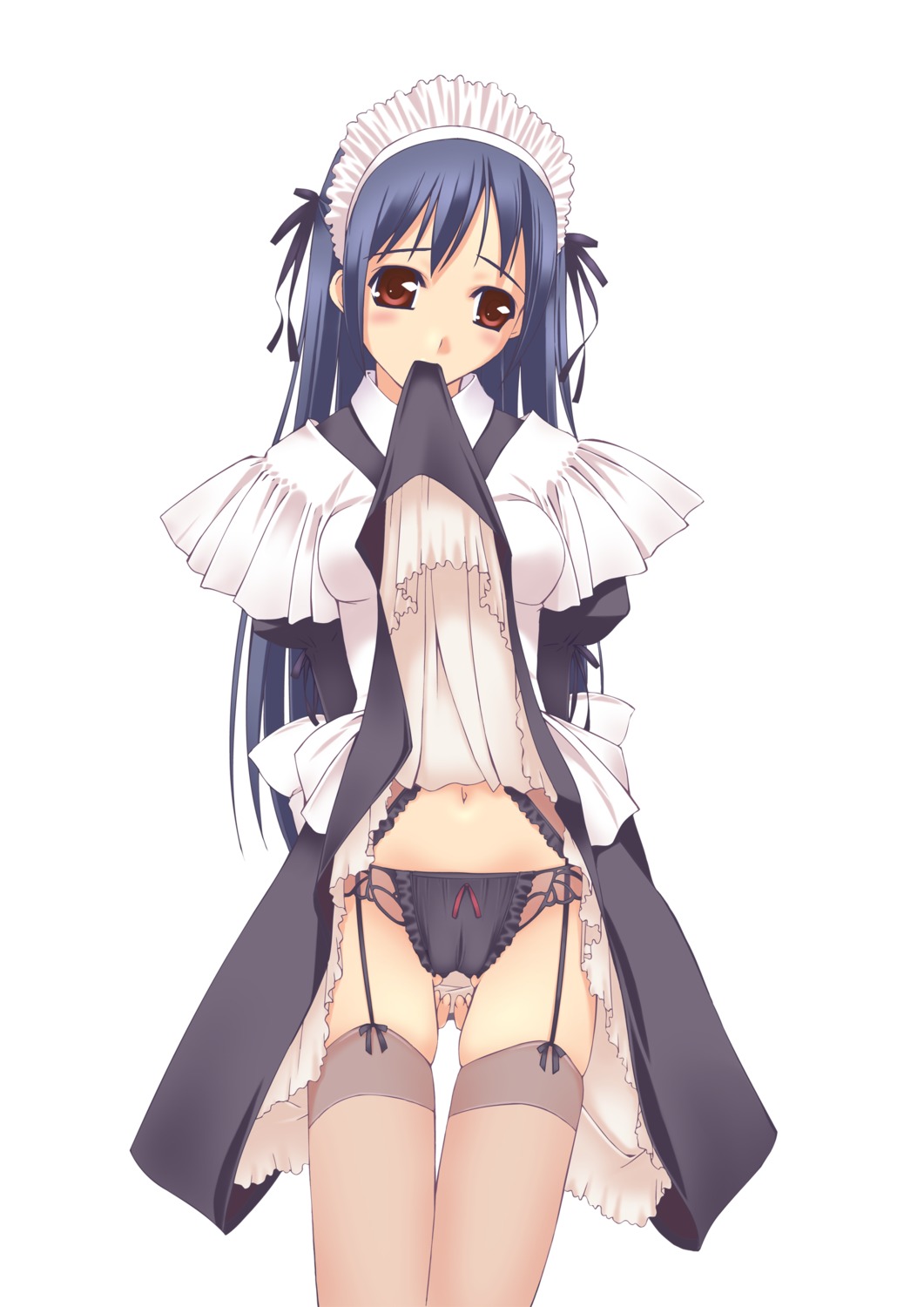 cameltoe garter_belt maid murakami_suigun pantsu skirt_lift stockings thighhighs