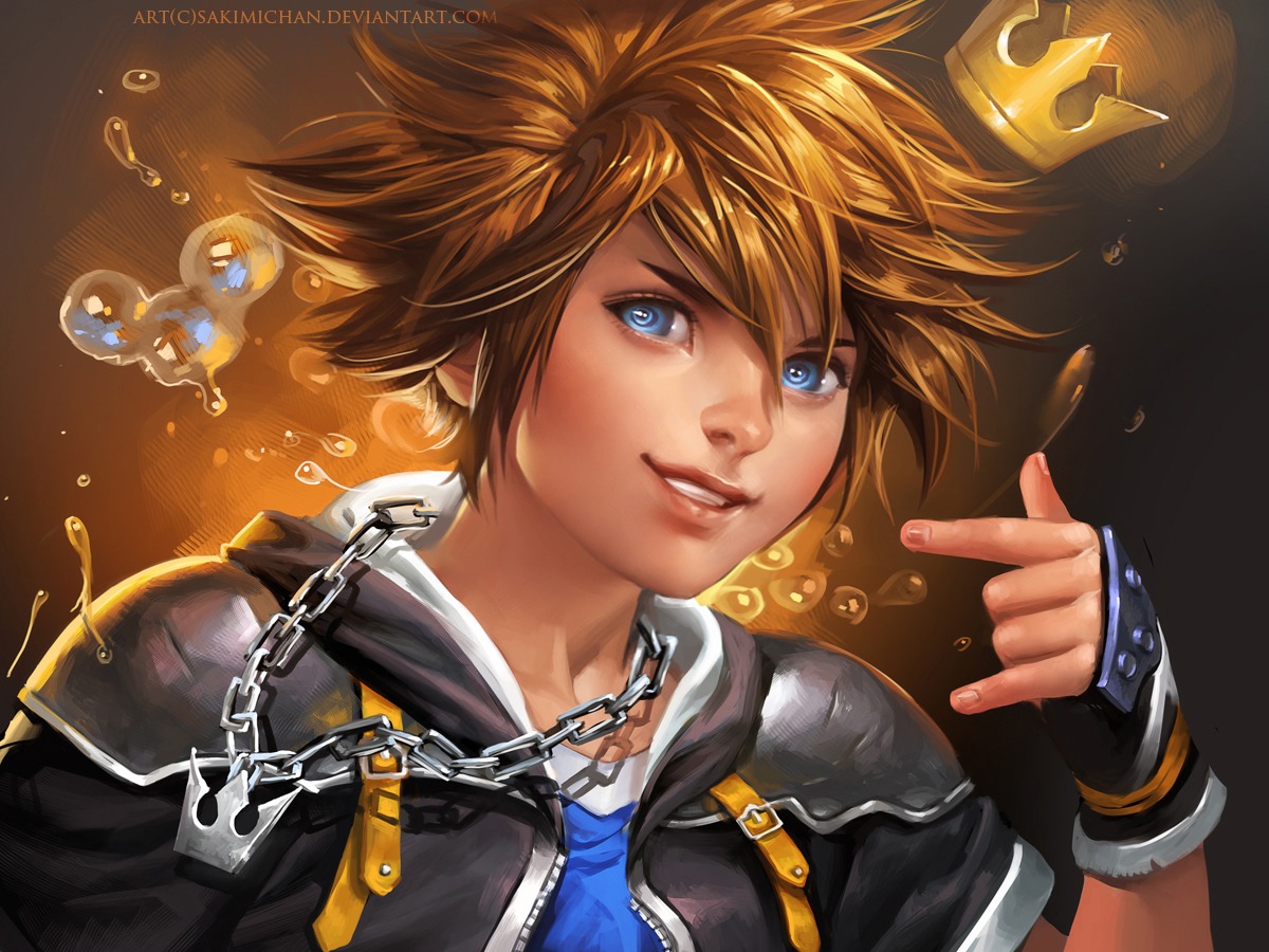 kingdom_hearts male sakimichan sora_(kingdom_hearts) watermark