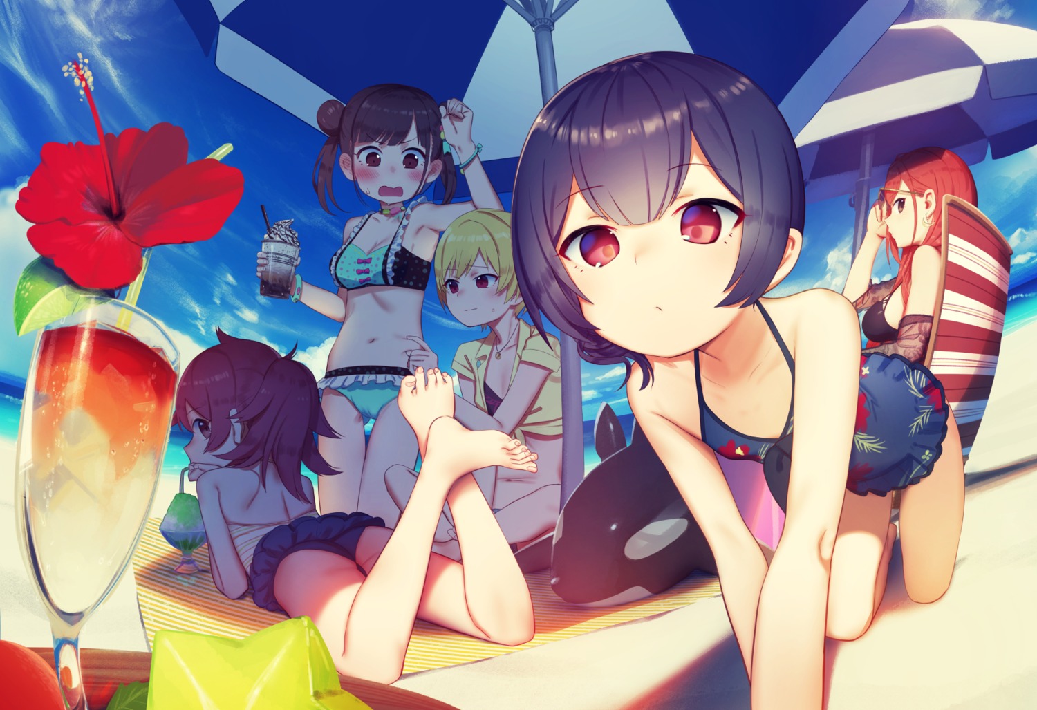 bikini cleavage feet megane open_shirt shamonabe swimsuits the_idolm@ster the_idolm@ster_shiny_colors