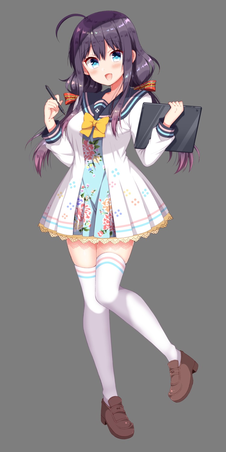 heels onsen_musume seifuku thighhighs transparent_png tsukudani_norio zenshii_neiwan