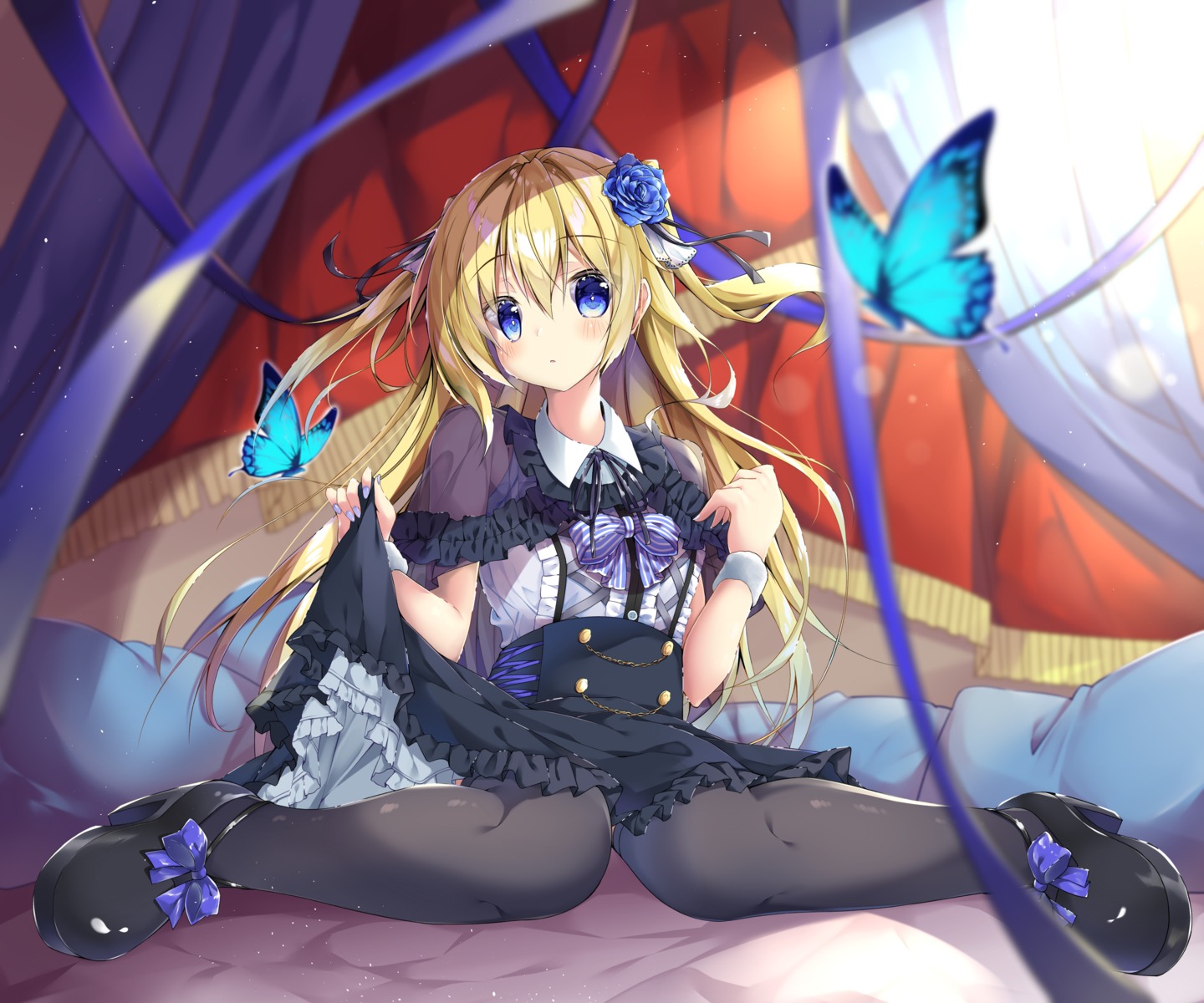 dress gothic_lolita heels lolita_fashion maritaki pantyhose see_through skirt_lift