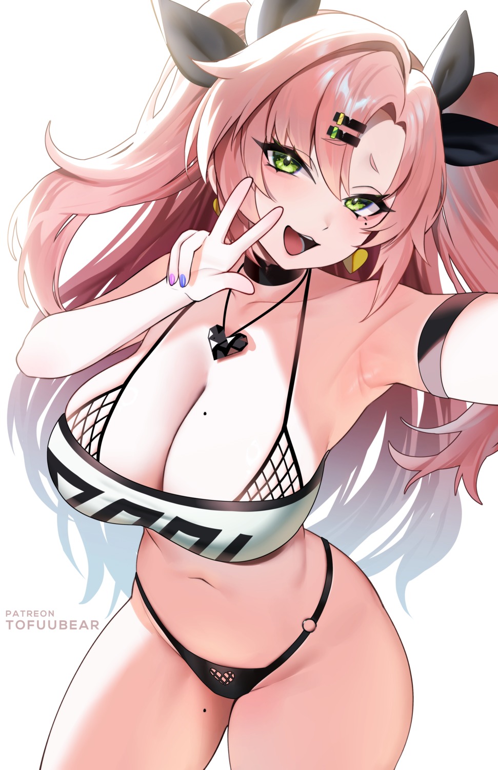 bikini fishnets nicole_demara selfie swimsuits tofuubear zenless_zone_zero