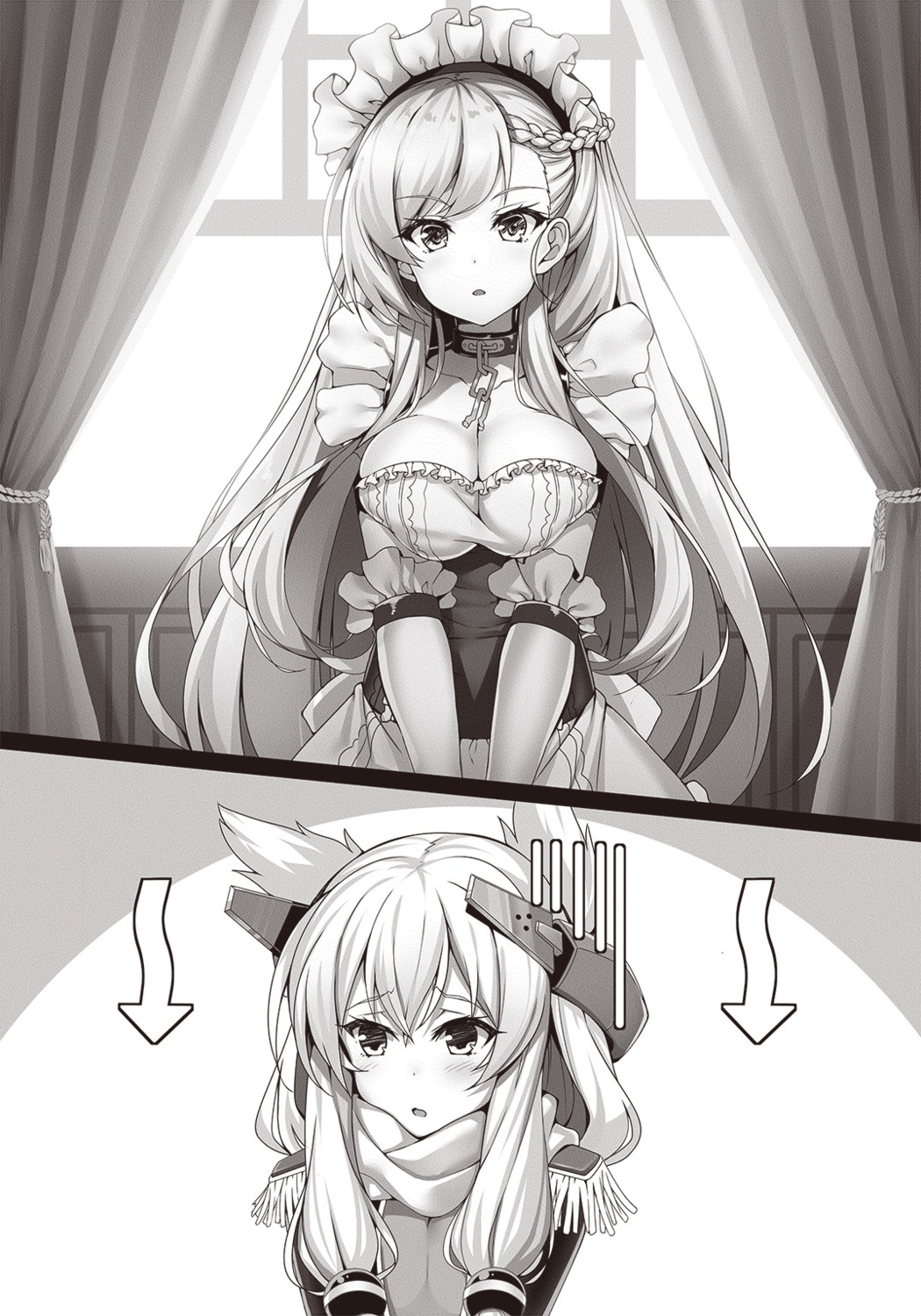 azur_lane azur_lane_episode_of_belfast belfast_(azur_lane) monochrome raiou warspite_(azur_lane)