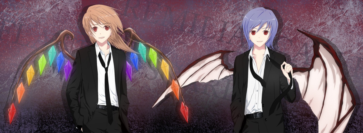 flandre_scarlet genderswap male remilia_scarlet touhou wings