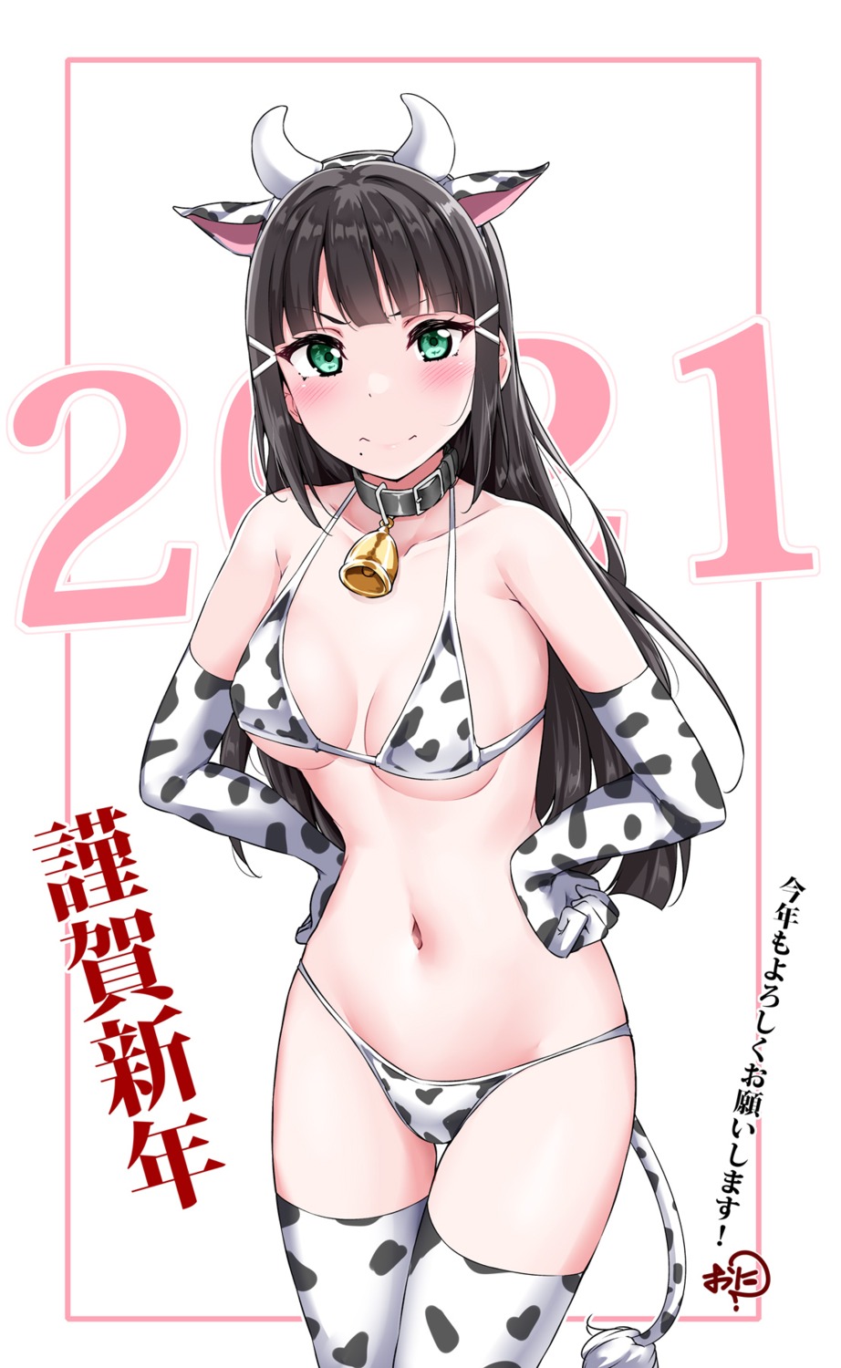 animal_ears bikini cleavage horns kurosawa_dia love_live!_sunshine!! swimsuits tail thighhighs yopparai_oni