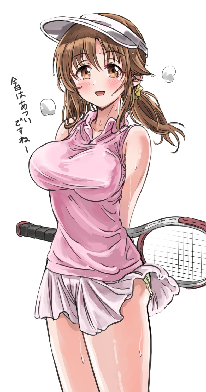 erect_nipples pantsu pizzasi skirt_lift tennis the_idolm@ster the_idolm@ster_cinderella_girls totoki_airi