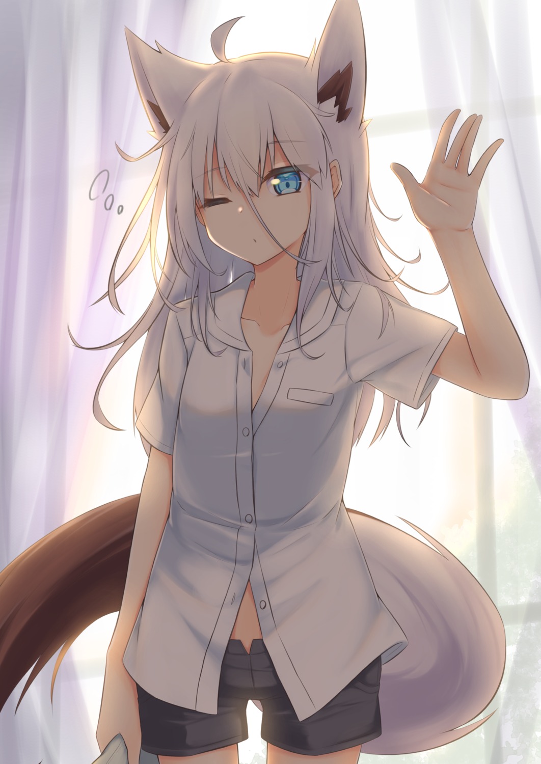 animal_ears dress_shirt kitsune tagme tail