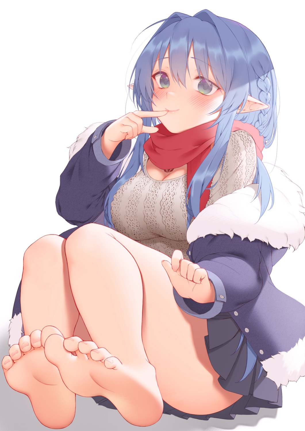 feet pointy_ears skirt_lift sweater zhaofeng_yinyue