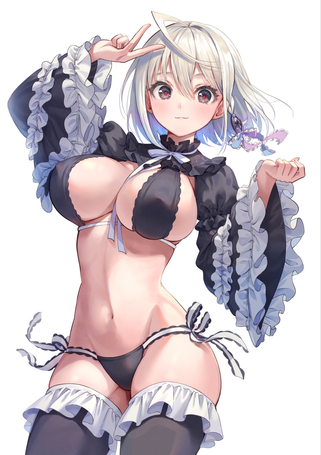 bikini erect_nipples kuze_kaname lolita_fashion swimsuits thighhighs