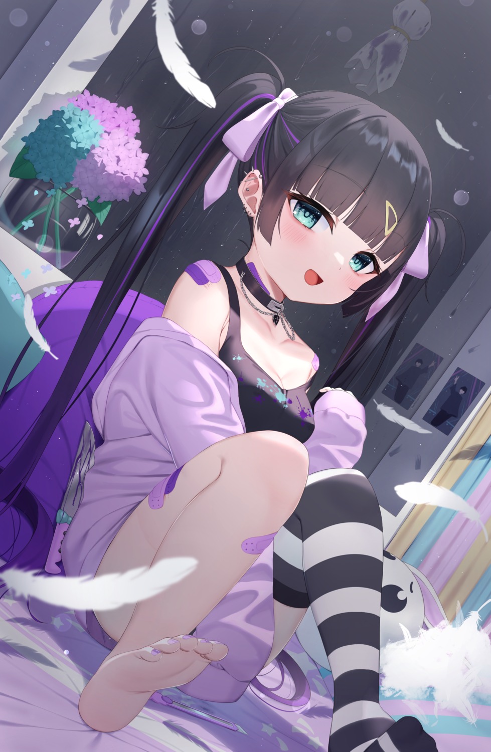 bandaid feet thighhighs tsuki_usagi