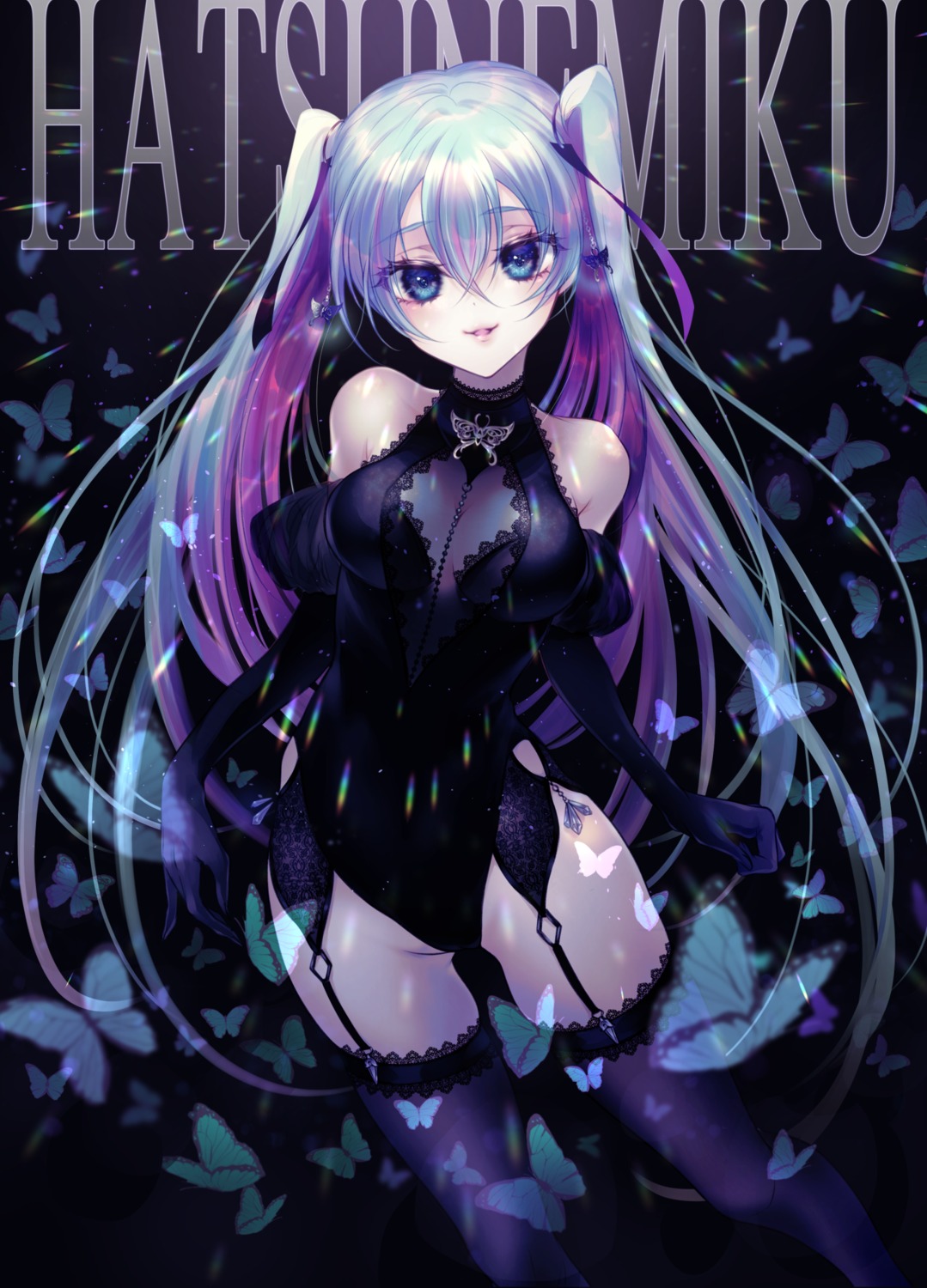 aki_(xxparadexx) hatsune_miku leotard see_through stockings thighhighs vocaloid