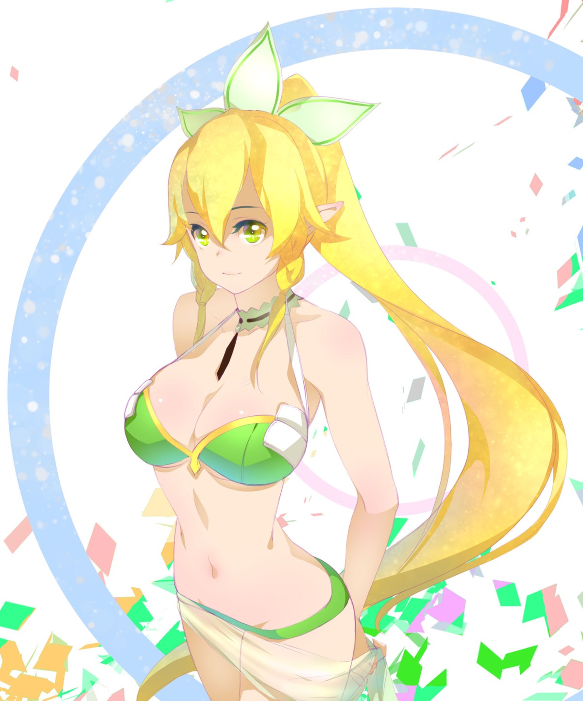 alfheim_online bikini cleavage elf leafa orry pointy_ears swimsuits sword_art_online