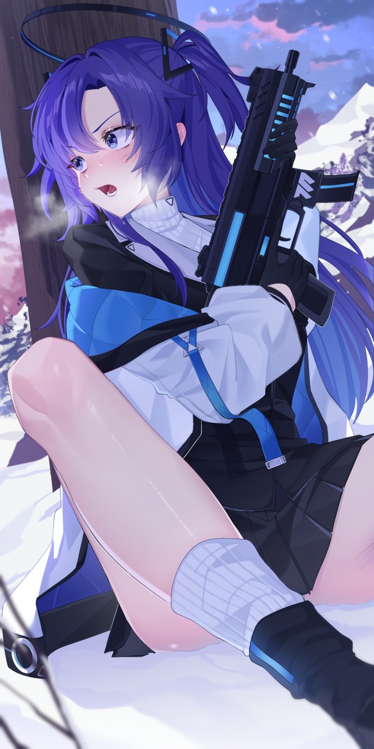 aqua74286 blue_archive gun halo hayase_yuuka seifuku sweater