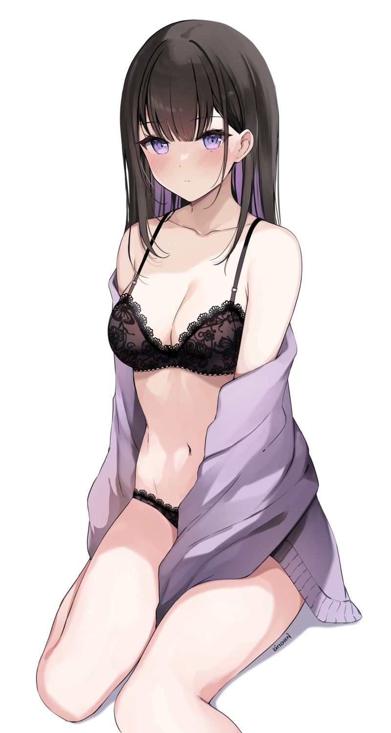 bra kaetzchen open_shirt pantsu sweater