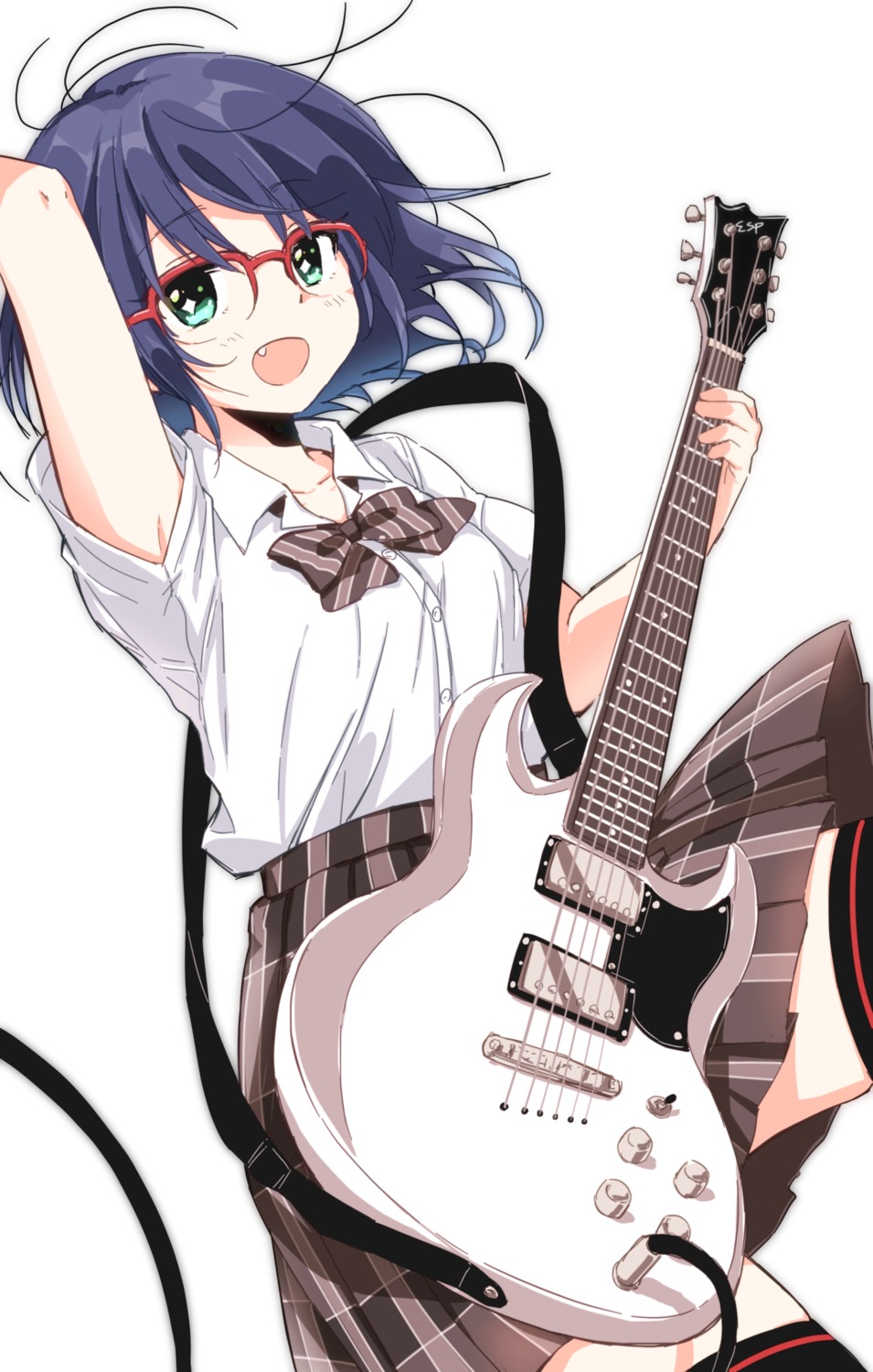 cyan_(show_by_rock!!) guitar matsuda_hikari megane seifuku show_by_rock!! thighhighs