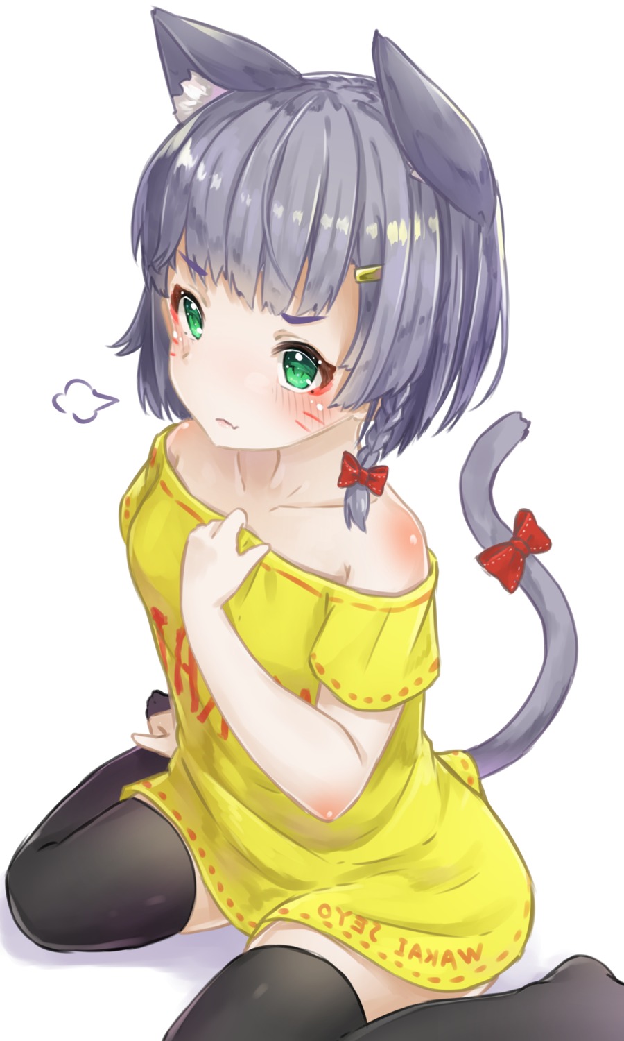 animal_ears hyouta_(yoneya) nekomimi no_bra tail thighhighs