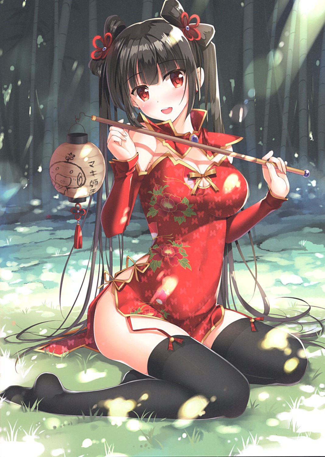 chinadress cleavage stockings thighhighs twinbox twinbox_(circle)