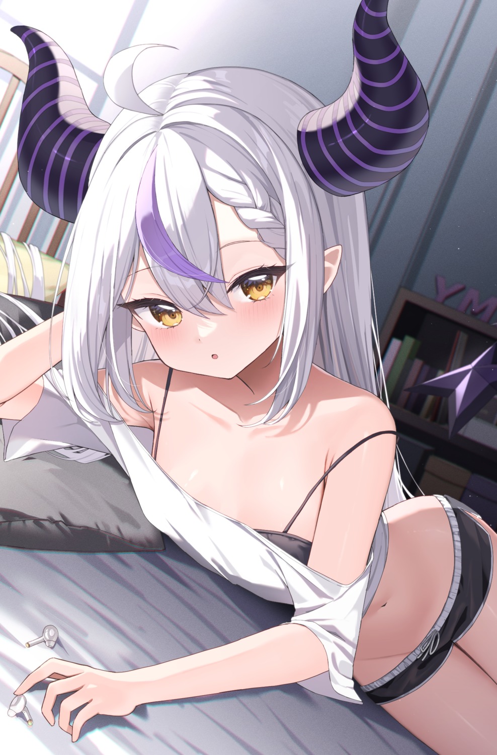 aamana0 hololive horns la+_darknesss loli pointy_ears tail