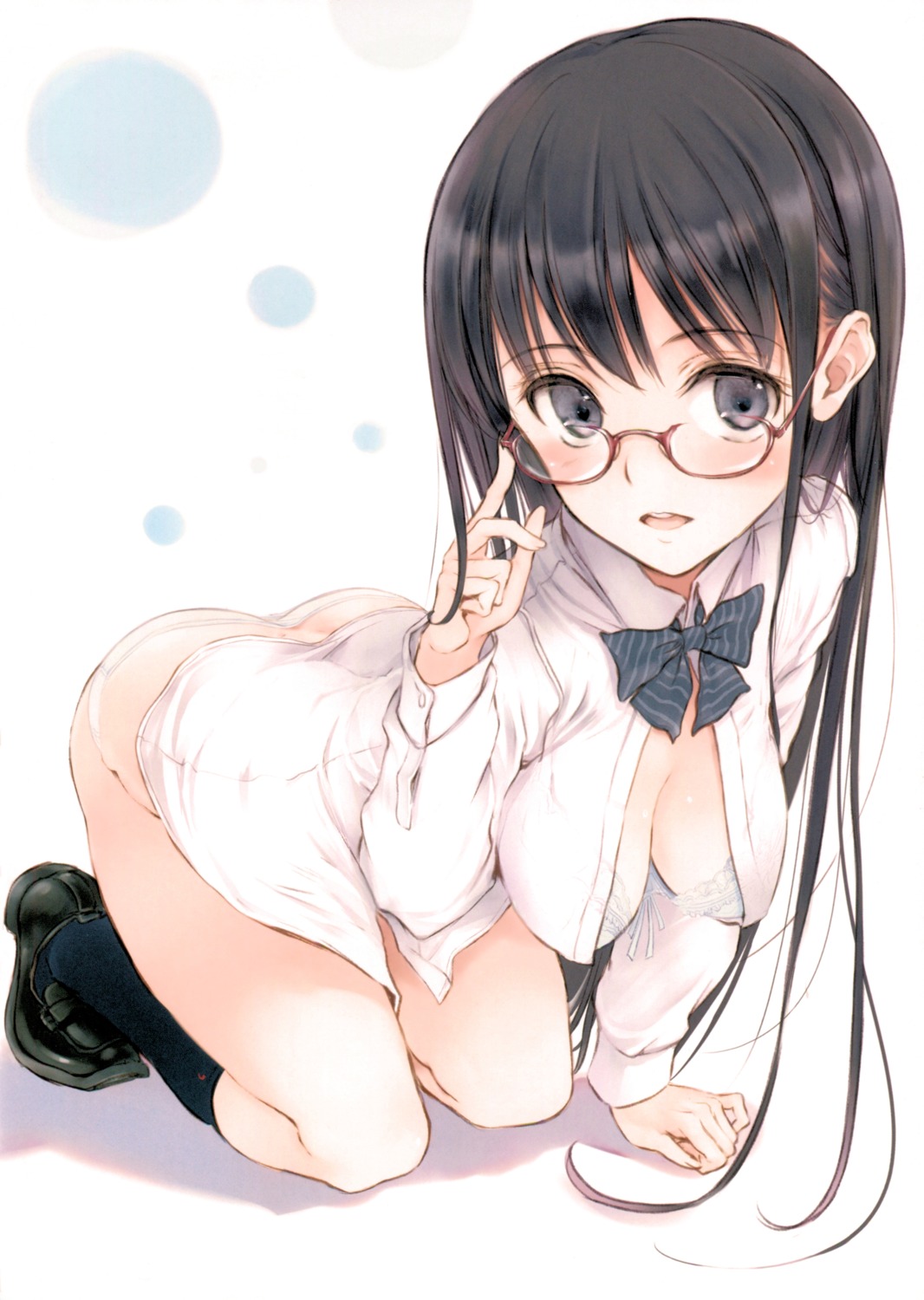 bra cleavage fujita_hidetoshi megane open_shirt pantsu screening seifuku yume_no_kakera