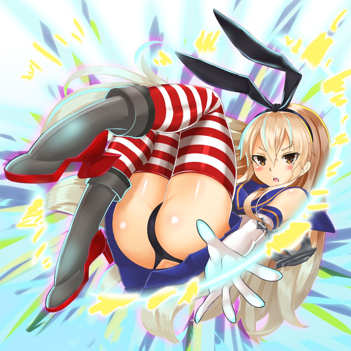 ass heels kantai_collection shimakaze_(kancolle) sin_(kami148) thighhighs thong