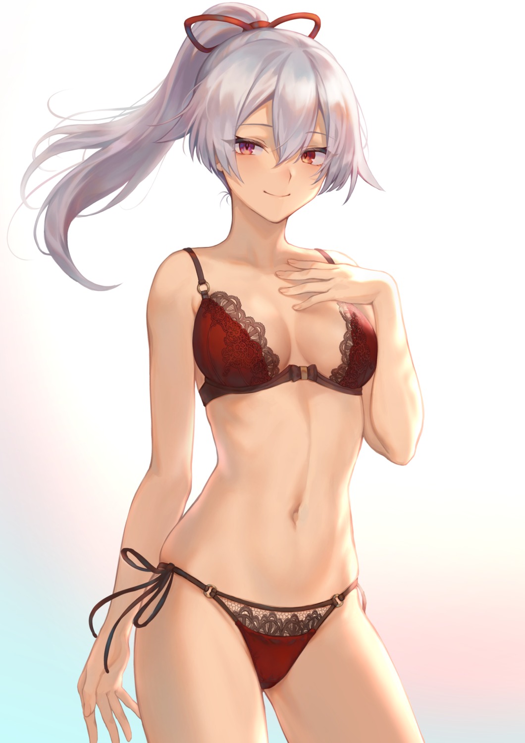 bra cleavage fate/grand_order mashu_(003) pantsu string_panties tomoe_gozen_(fate/grand_order)