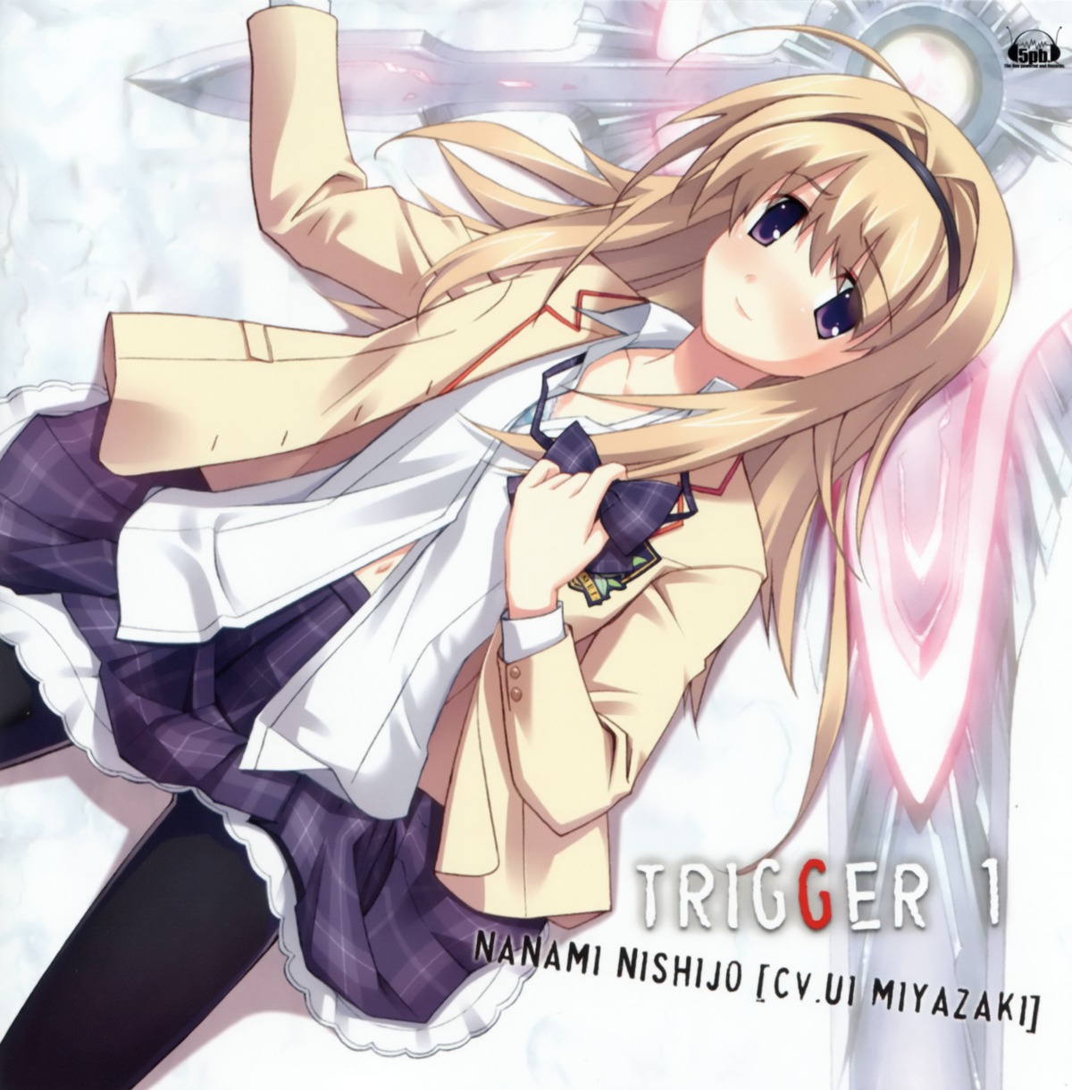 bra chaos;head disc_cover nishijou_nanami open_shirt pantyhose sasaki_mutsumi seifuku sword