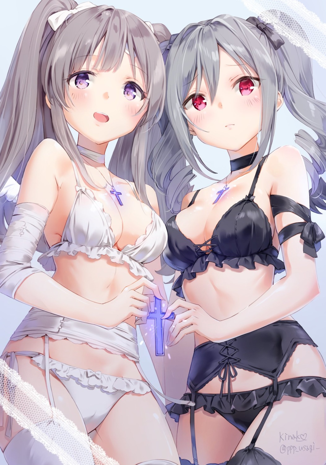 bandages bra cameltoe garter_belt kanzaki_ranko kinako_(shiratama_mochi) lingerie pantsu stockings string_panties the_idolm@ster the_idolm@ster_cinderella_girls the_idolm@ster_shiny_colors thighhighs wings yuukoku_kiriko