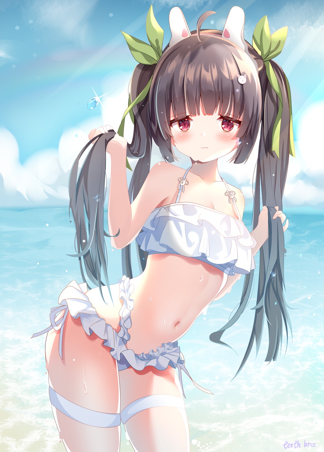 animal_ears bikini blue_archive bunny_ears garter kasumizawa_miyu loli swimsuits teeth_bro