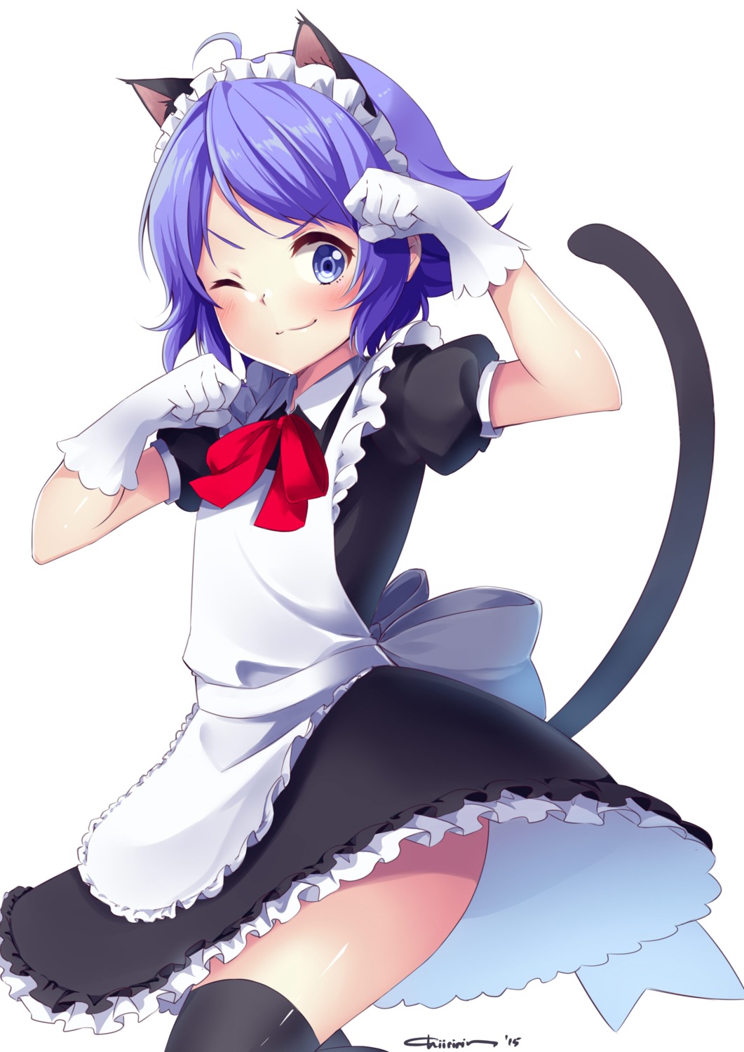 animal_ears chiiririn maid nekomimi tail thighhighs