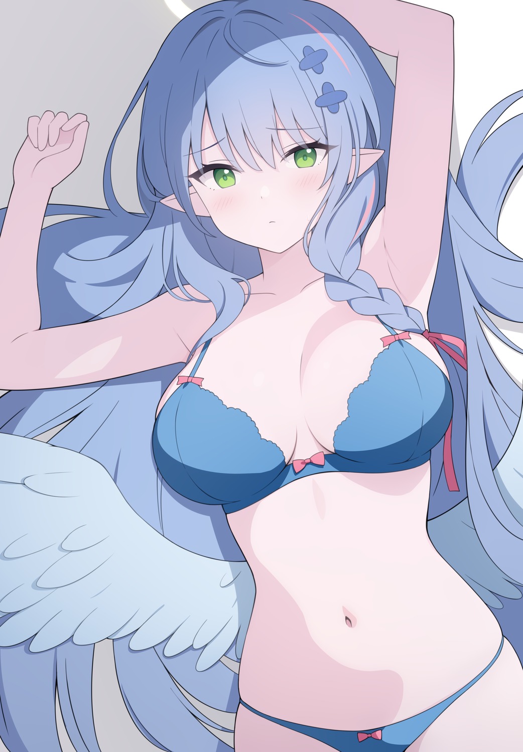 angel aomori_mine blue_archive bra jyt pantsu pointy_ears wings