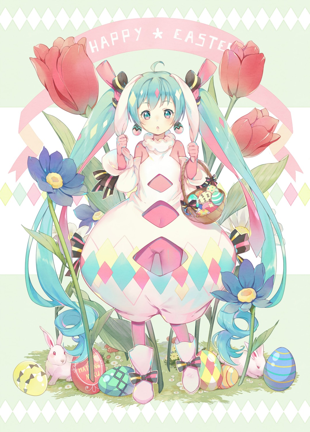 animal_ears bodysuit bunny_ears ekita_xuan hatsune_miku vocaloid