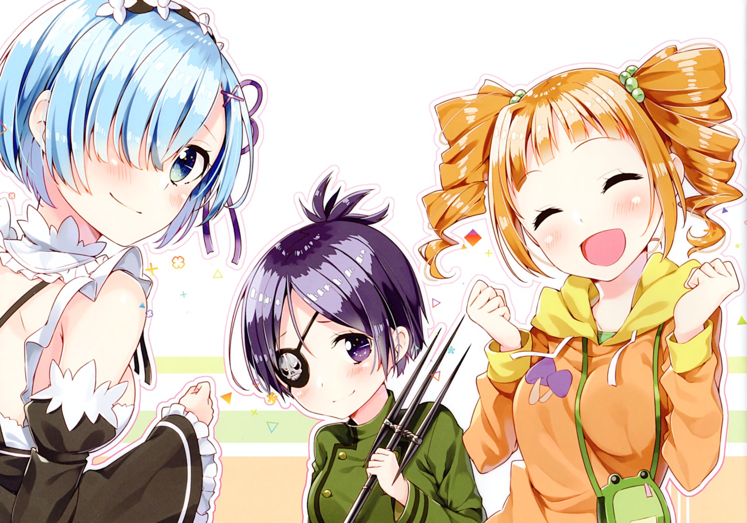 chrome_dokuro eyepatch katekyo_hitman_reborn! maid rem_(re_zero) sakuragi_ren sakuranoiro takatsuki_yayoi the_idolm@ster uniform weapon