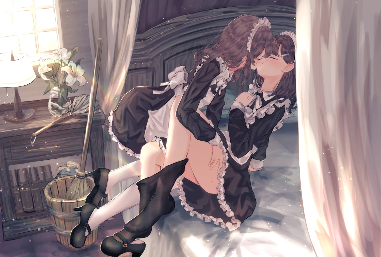 benevole heels maid pantyhose skirt_lift yuri