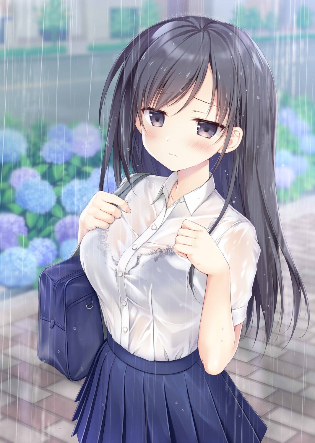 artist_revision bra korie_riko see_through seifuku wet wet_clothes